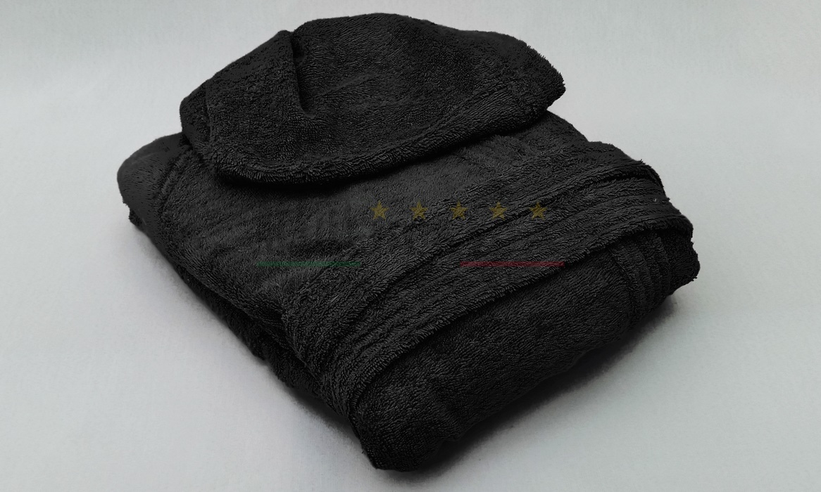 Vendita Accappatoio Cappuccio Spugna Turca Nero IDH Vendita Accappatoio Cappuccio Spugna Turca Nero IDH