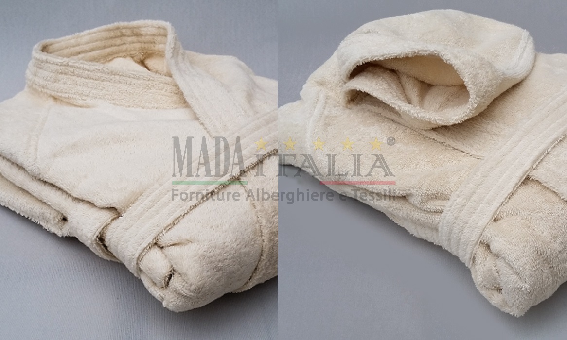 Accappatoio Spugna Ecru Cappuccio Kimono Accappatoio Spugna Ecru Cappuccio Kimono