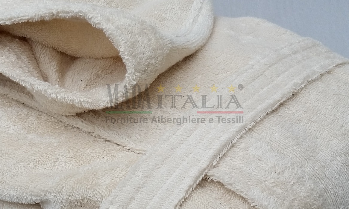 Accappatoio Spugna Ecru Cappuccio dettaglio