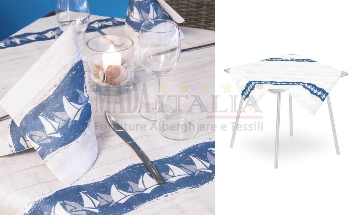 Vendita Tovaglia Coprimacchia Monouso Airlaid Plus Barche Blu 100x100 cm Vendita Tovaglia Coprimacchia Monouso Airlaid Plus Barche Blu 100x100 cm