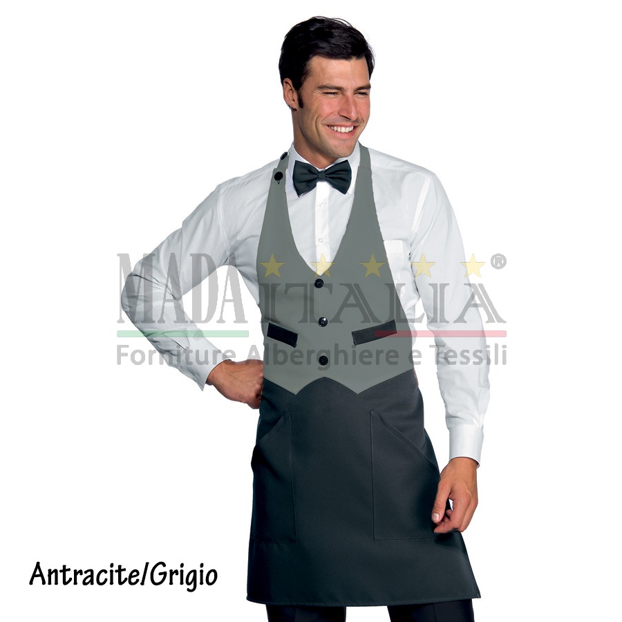 Vendita Grembiule Cameriere Pettorina Biscotto Antracite/Grigio Vendita Grembiule Cameriere Pettorina Biscotto Antracite/Grigio