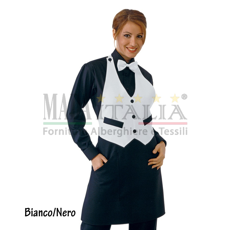 Vendita Grembiule Cameriere Pettorina Biscotto Bianco/Nero Vendita Grembiule Cameriere Pettorina Biscotto Bianco/Nero