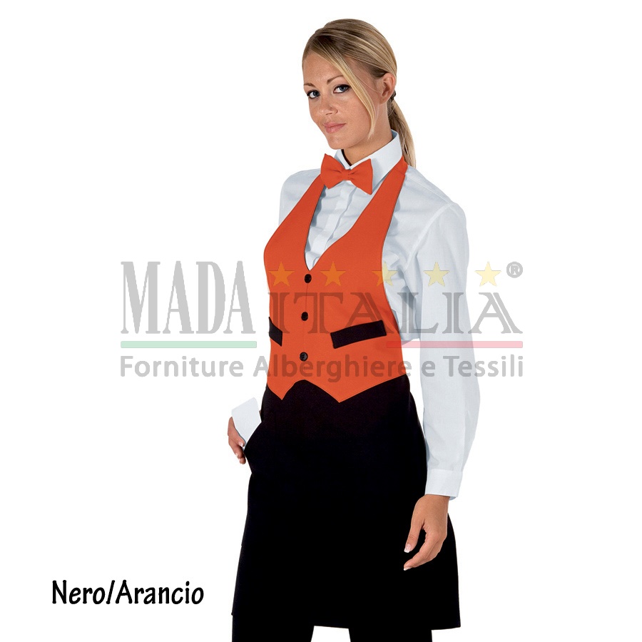 Vendita Grembiule Cameriere Pettorina Gilet Nero/Arancio Vendita Grembiule Cameriere Pettorina Gilet Nero/Arancio