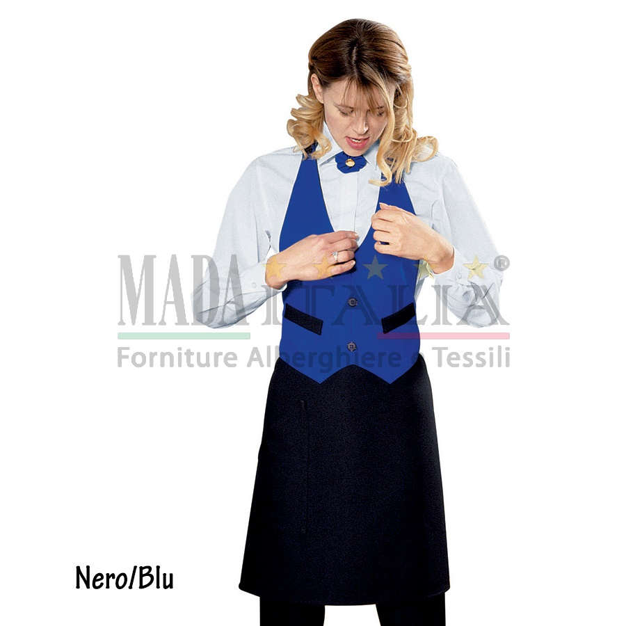 Vendita Grembiule Cameriere Pettorina Gilet Nero/Blu Vendita Grembiule Cameriere Pettorina Gilet Nero/Blu