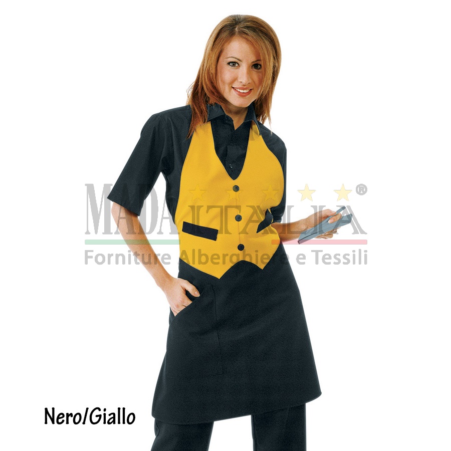 Vendita Grembiule Cameriere Pettorina Biscotto Nero/Giallo Vendita Grembiule Cameriere Pettorina Biscotto Nero/Giallo