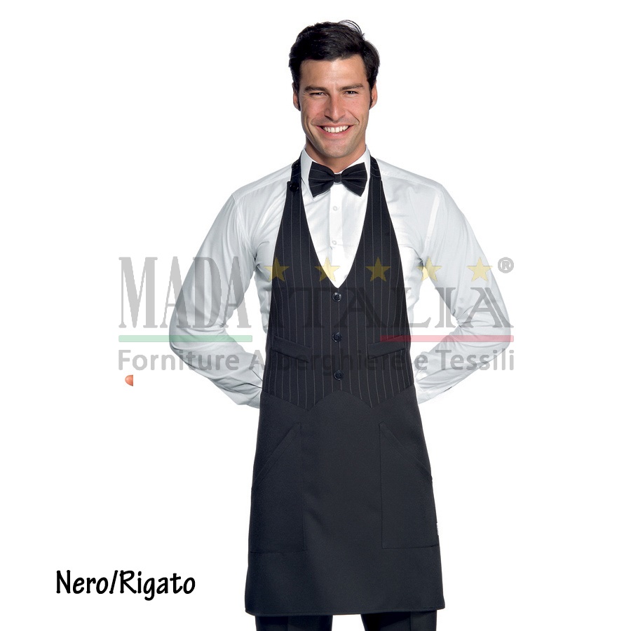 Vendita Grembiule Cameriere Pettorina Biscotto Nero/Rigato Vendita Grembiule Cameriere Pettorina Biscotto Nero/Rigato