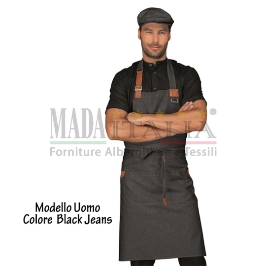 Vendita Grembiule Pettorina Bretella Regolabile Modello Uomo Black Jeans