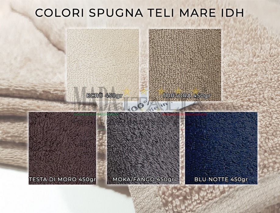 Telo Mare in Spugna 75x180 cm. - Colori Resitenti a Cloro e Candeggio