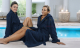 Vendita Accapatoio Spugna Cappucio Kimono Blu Notte