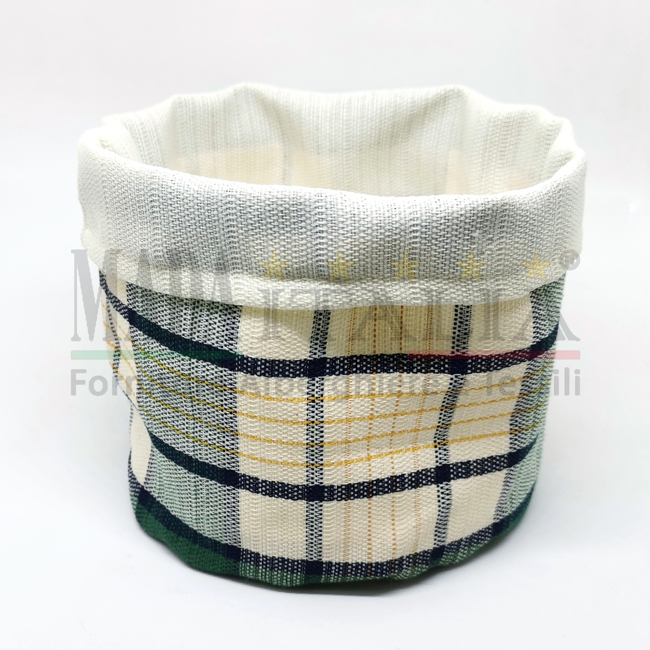 Vendita Cestino portapane stoffa tavola ristorante tartan verde_avorio Vendita Cestino portapane stoffa tavola ristorante tartan verde_avorio