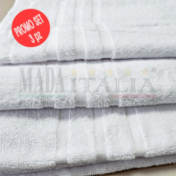 Vendita Set Asciugamani Spugna Cotone Bianchi Hotel