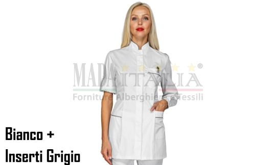 Vendita Casacca Estetista Manica Lunga Antigua Bianco+Grigio 003010