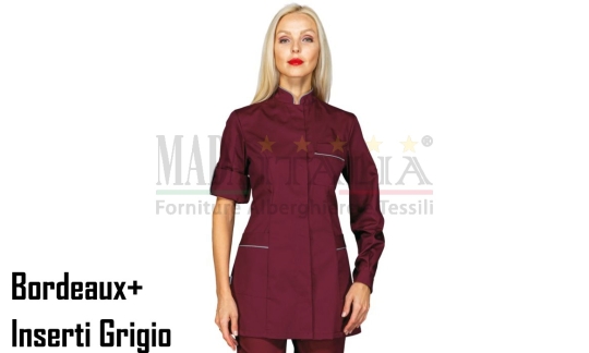 Vendita Casacca Estetista Manica Lunga Antigua Bordeaux+Grigio 003003