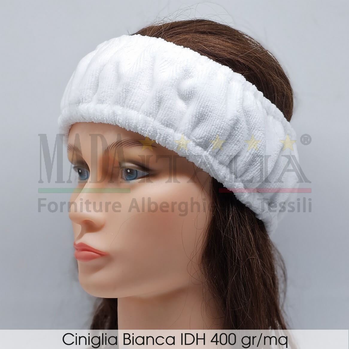 Vendita Fascia Capelli Elastica Ciniglia Bianca Vendita Fascia Capelli Elastica Ciniglia Bianca
