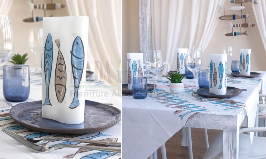 Vendita Tovagliato Monouso Airlaid Plus Alici Azzurro Runner Tovaglioli Tovaglietta Coprimacchia
