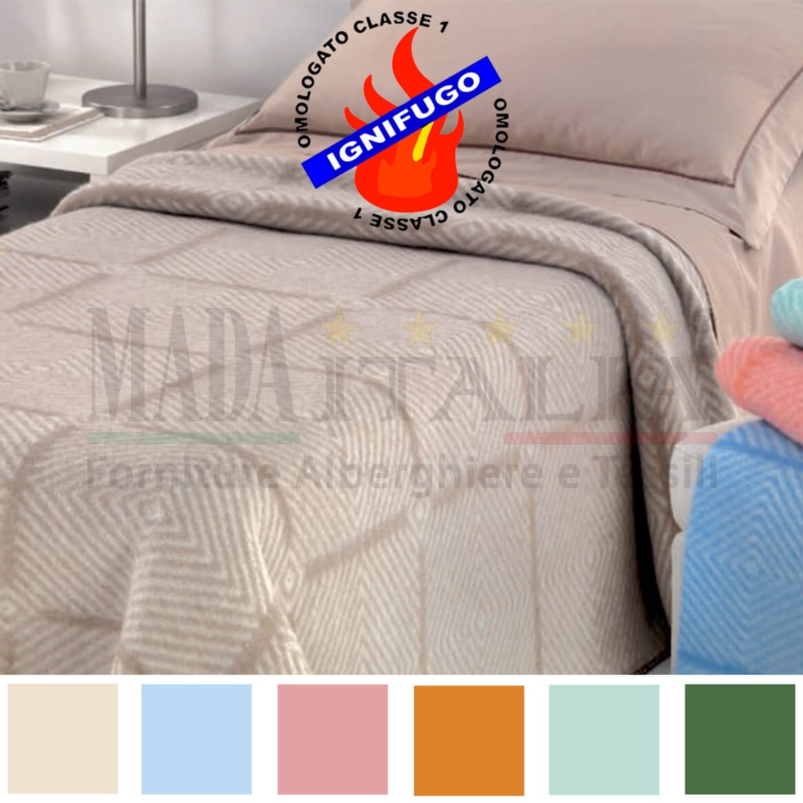 Vendita Coperta Hotel Jacquard Misto Lana Double Face Optical Copertina
