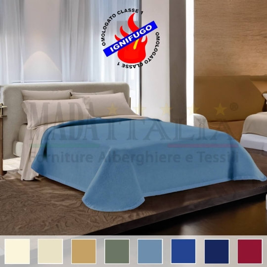 Vendita Coperta Ignifuga Hotel Antifiamma Tinta Unita Misto Lana Avio Ambientata Copertina
