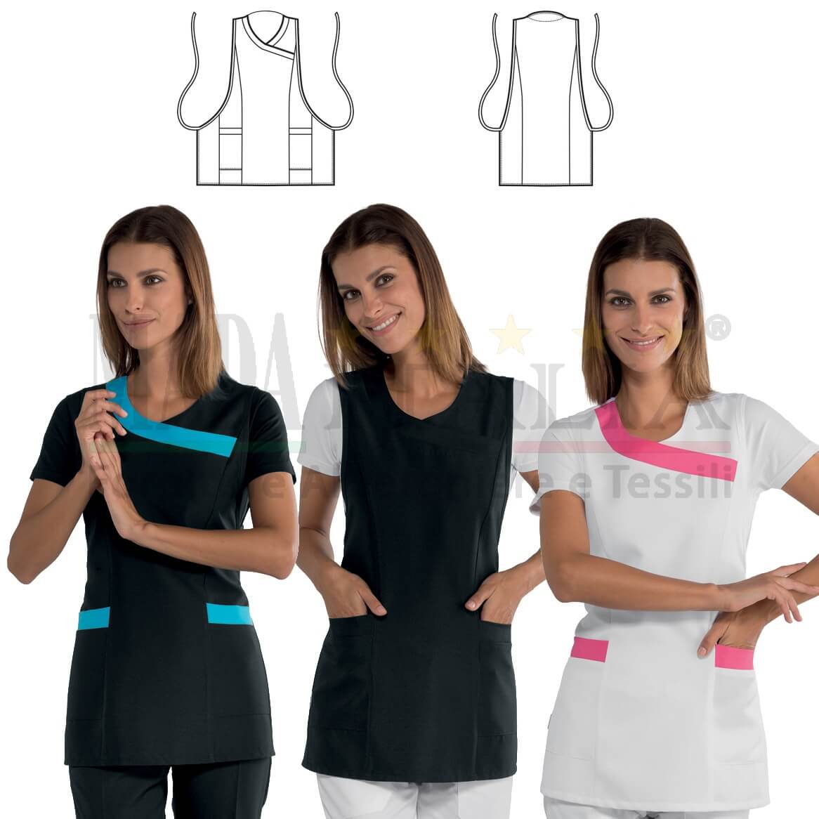 Vendita Casacca Estetista Parrucchiera Corto Malibu Copertina