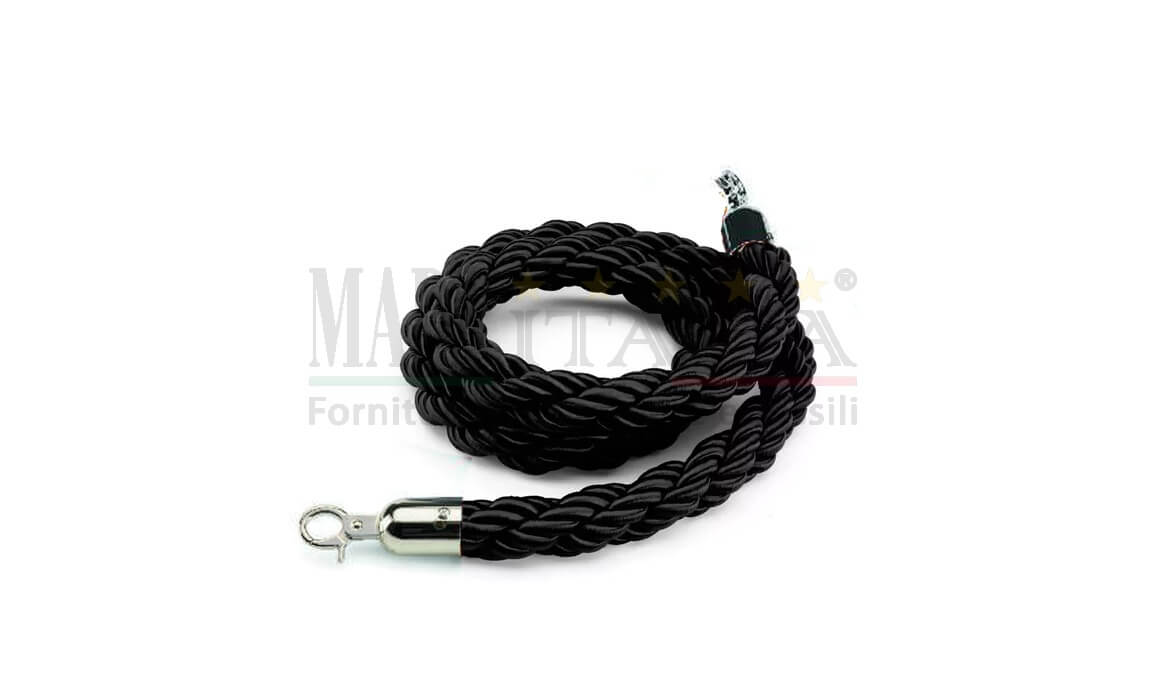 Vendita Cordone Corda Segnapercorso Nero Ganci Argento Vendita Cordone Corda Segnapercorso Nero Ganci Argento