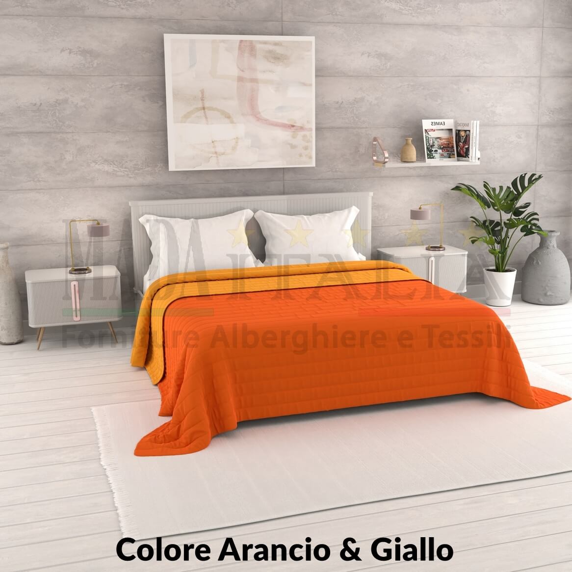 Vendita Copriletto Trapuntino Estivo Bicolore Matrimoniale Arancio Giallo Vendita Copriletto Trapuntino Estivo Bicolore Matrimoniale Arancio Giallo