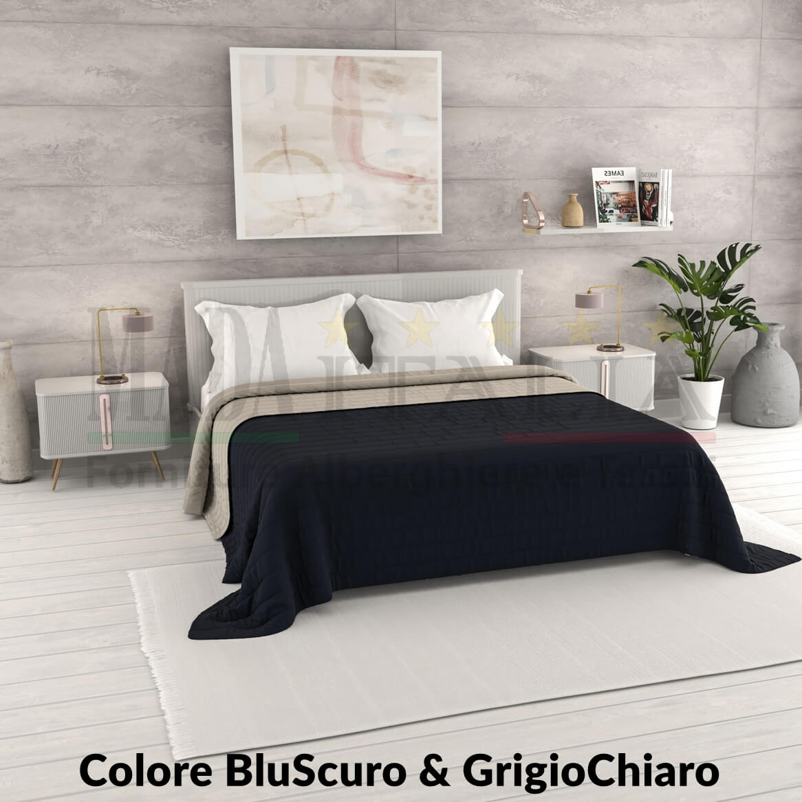 Vendita Copriletto Trapuntino Estivo Bicolore Matrimoniale BluScuro GrigioChiaro Vendita Copriletto Trapuntino Estivo Bicolore Matrimoniale BluScuro GrigioChiaro