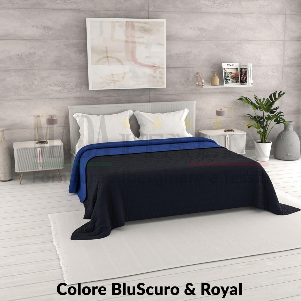 Vendita Copriletto Trapuntino Estivo Bicolore Matrimoniale BluScuro Royal Vendita Copriletto Trapuntino Estivo Bicolore Matrimoniale BluScuro Royal