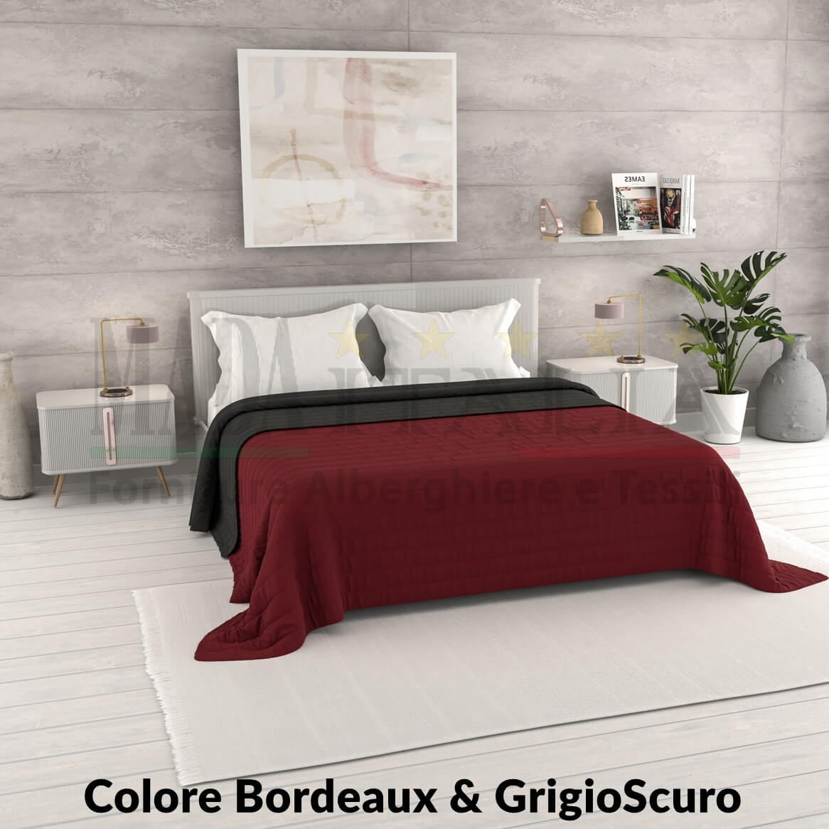 Vendita Copriletto Trapuntino Estivo Bicolore Matrimoniale Bordeaux GrigioScuro Vendita Copriletto Trapuntino Estivo Bicolore Matrimoniale Bordeaux GrigioScuro
