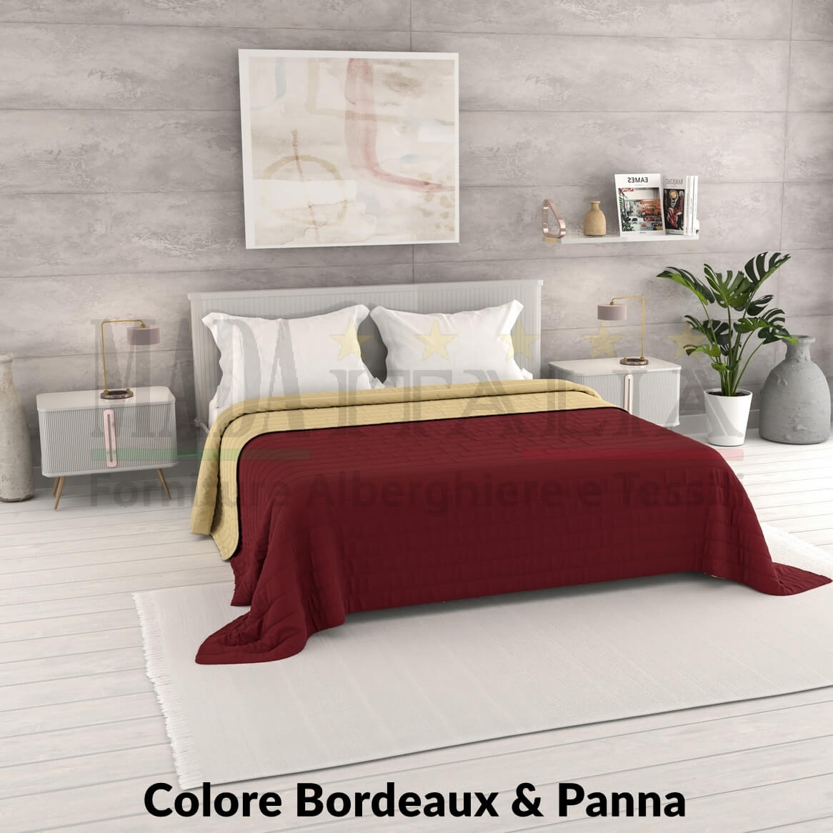 Vendita Copriletto Trapuntino Estivo Bicolore Matrimoniale Bordeaux Panna Vendita Copriletto Trapuntino Estivo Bicolore Matrimoniale Bordeaux Panna