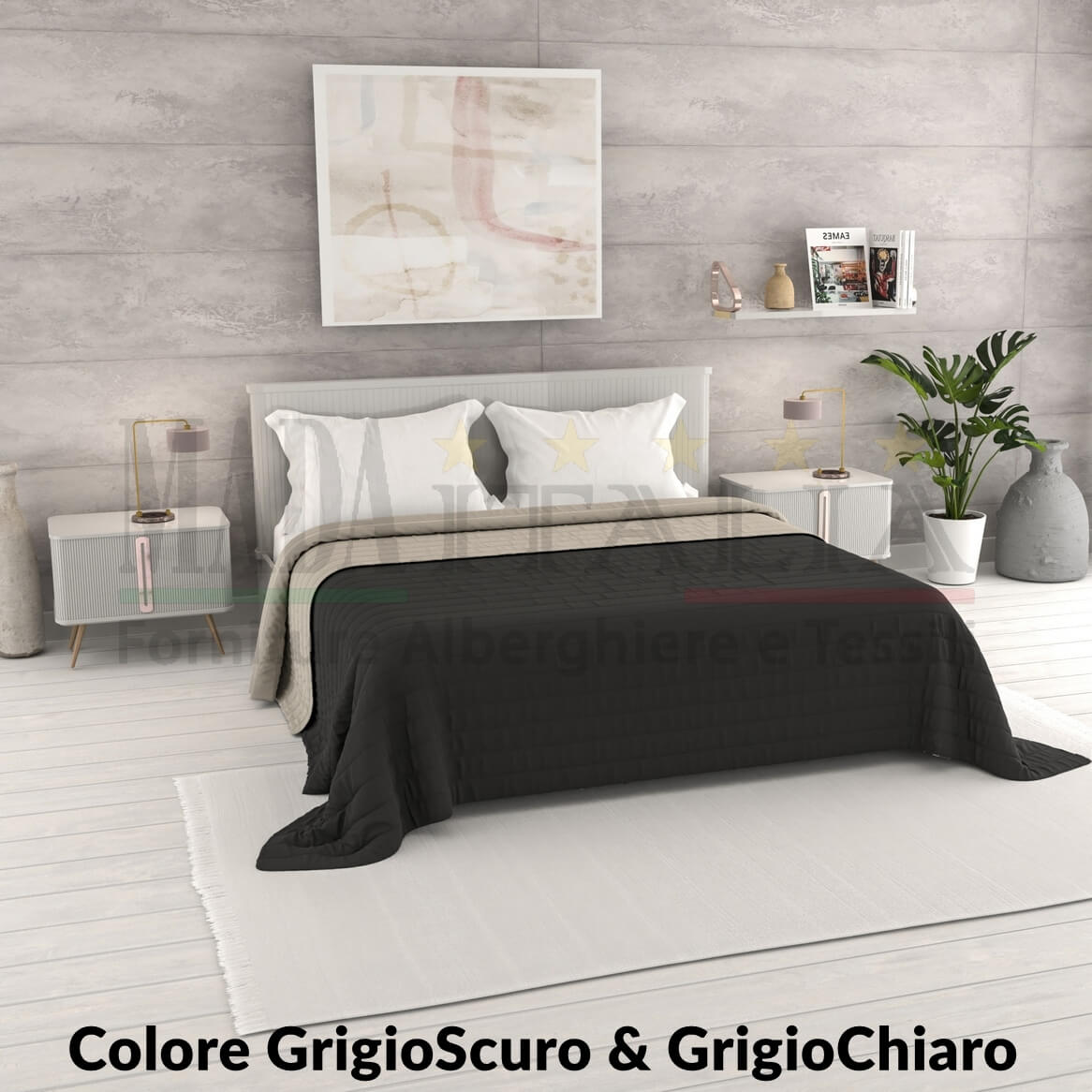 Vendita Copriletto Trapuntino Estivo Bicolore Matrimoniale GrigioScuro GrigioChiaro Vendita Copriletto Trapuntino Estivo Bicolore Matrimoniale GrigioScuro GrigioChiaro