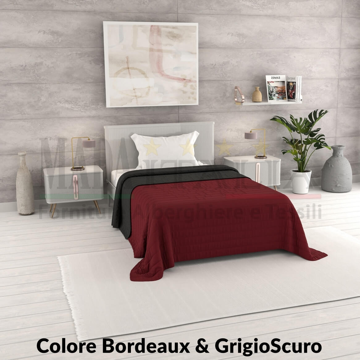 Vendita Copriletto Trapuntino Estivo Bicolore Singolo Piazza Mezza Bordeaux GrigioScuro Vendita Copriletto Trapuntino Estivo Bicolore Singolo Piazza Mezza Bordeaux GrigioScuro